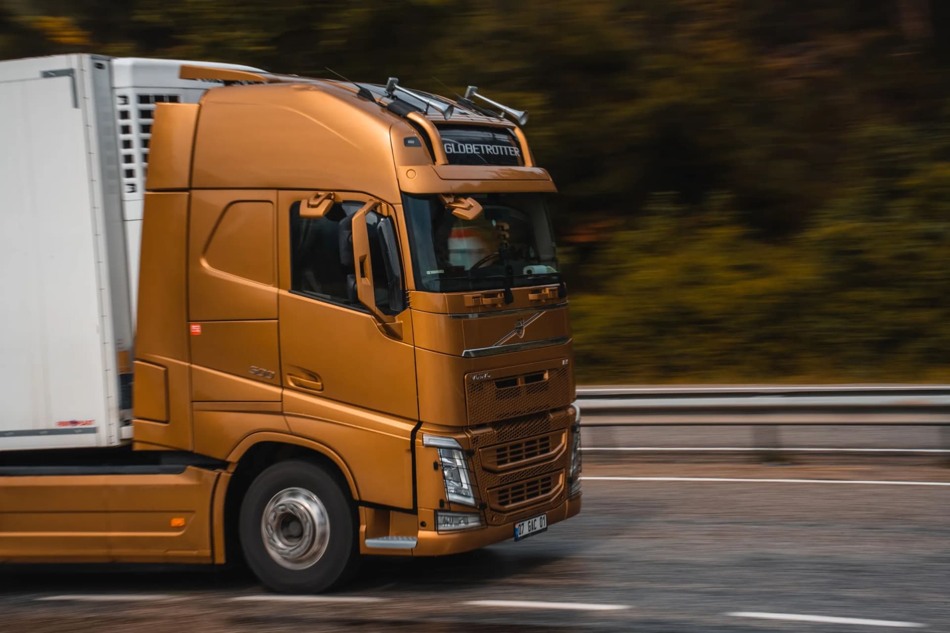 Truck driving on a European motorway