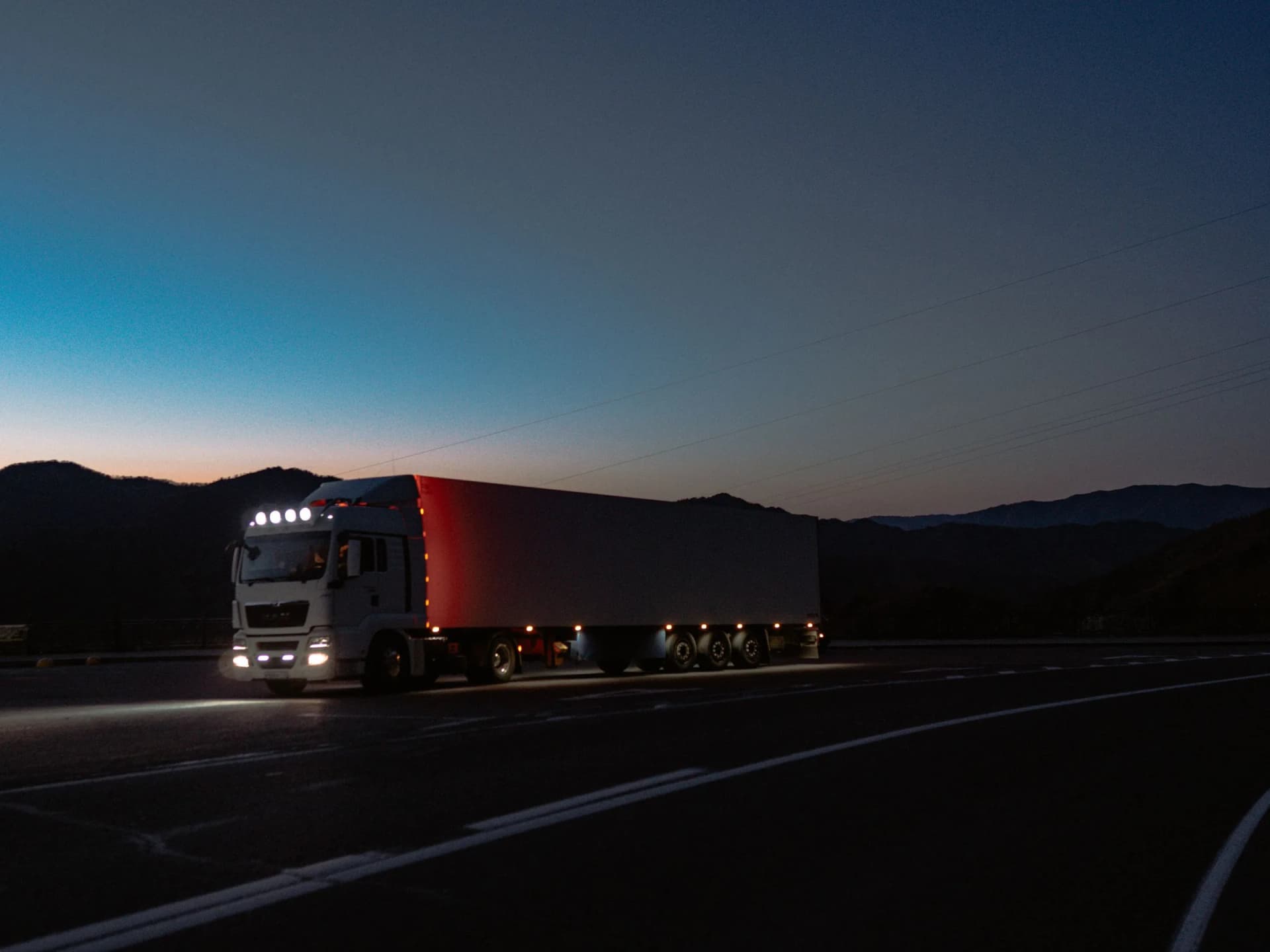 Truck on the highway at dusk